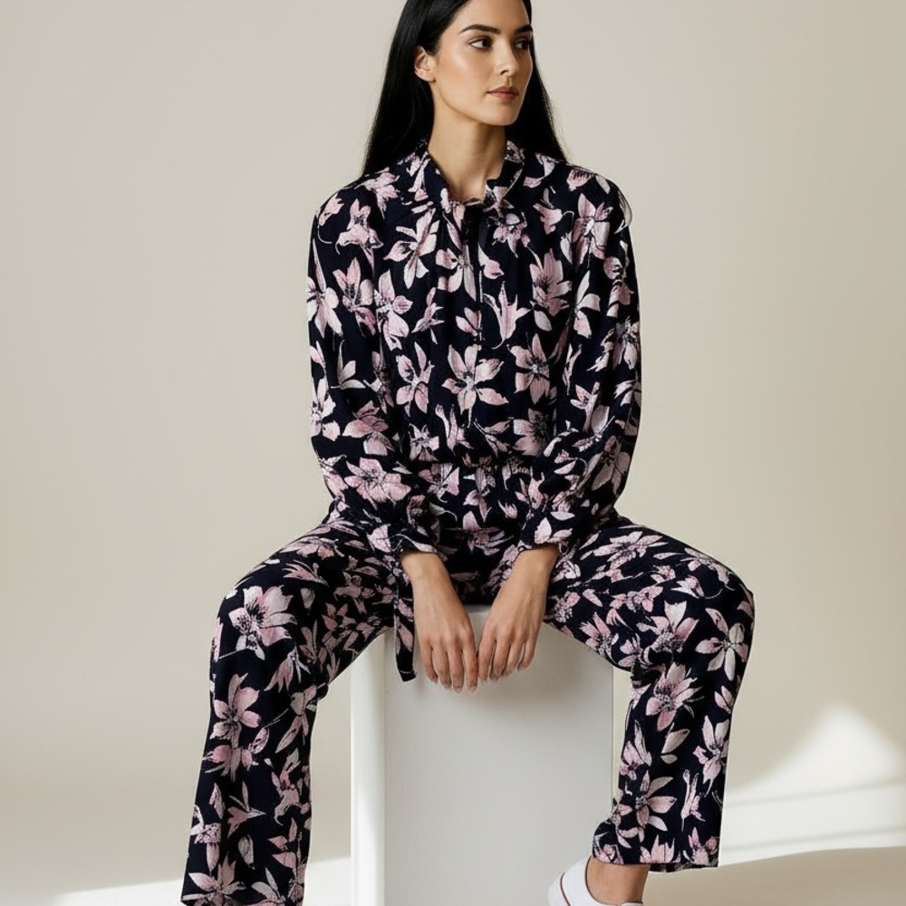 Madewell Floral Jumpsuit -‎ Black and Pink